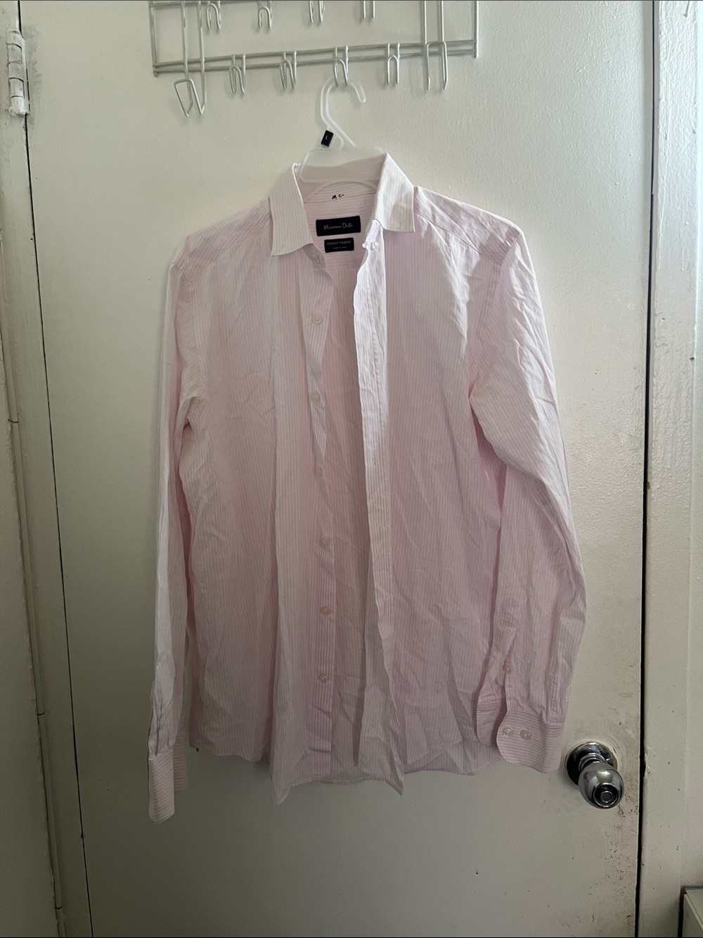 Massimo Dutti Mens Dress Shirt in Light Pink Stripe with Classic Collar - Picture 1 of 6